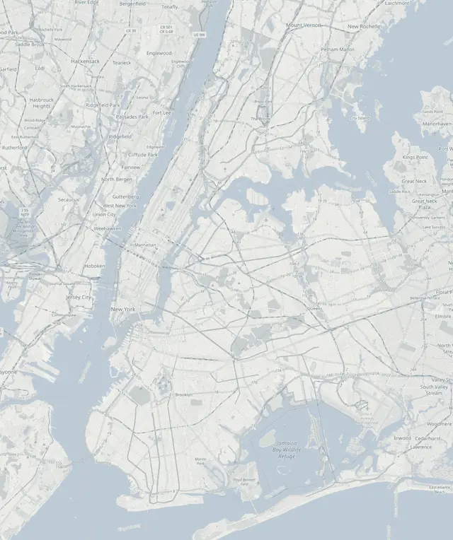 Map of New York City with JT&T HVAC’s location in Maspeth, Queens marked