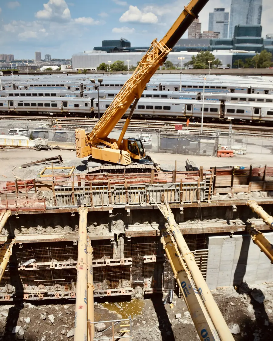 Excavation and foundation work at a large New York City construction site